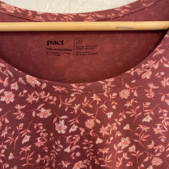 Pact Maternity Dress Womens Size Small Floral Organic Cotton Midi Fall Ruched - Picture 5 of 5